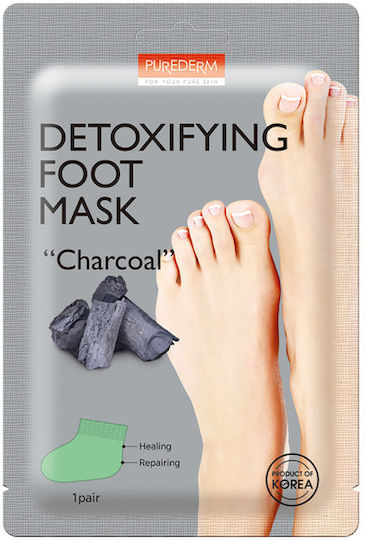Purederm Detoxifying Foot Mask Charcoal'' 34g Μάσκα Αποτοξίνωσης Ποδιών Άνθρακα
