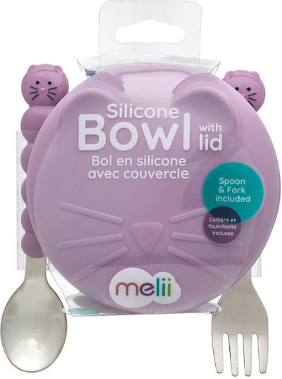 Melii Set de mâncare pentru copii din silicon 0.35lt Violet