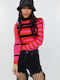 Knitted Striped Blouse Orange
