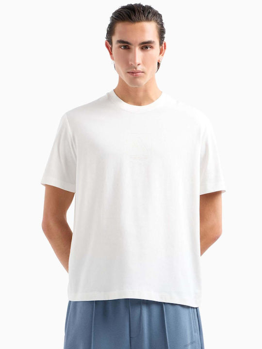 Armani Exchange T-shirt Bărbătesc cu Mânecă Scurtă Ecru