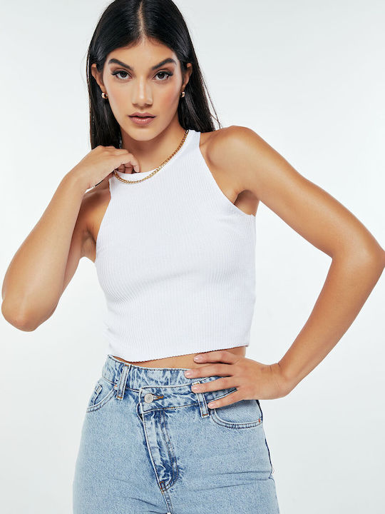 pentru Femei Crop Top fără Mâneci White