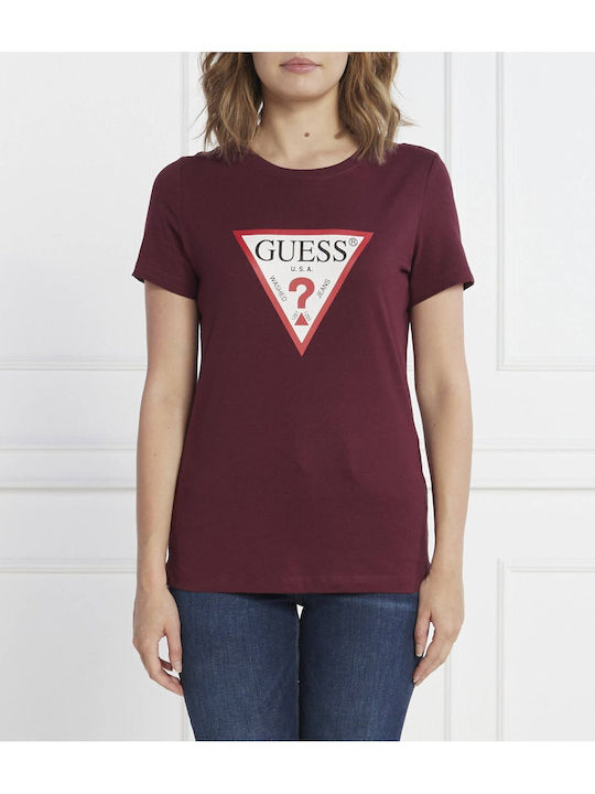 Guess Women's T-shirt Burgundy Rose