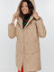 Lang Damen Puffer Jacke für Winter Beige