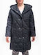Lang Damen Puffer Jacke für Winter BLACK