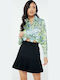 Women's Satin Long Sleeve Shirt Blue