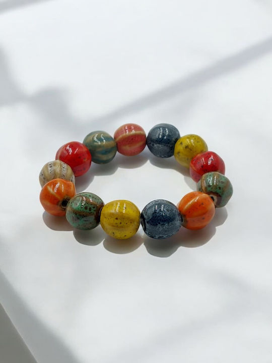 Bone Bracelet with Multicolored Stones