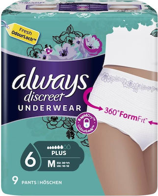 Always Discreet Plus Incontinence Underwear Medium 9pcs