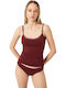 Fimelle Women's T-Shirt with Spaghetti Strap Burgundy