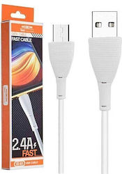 Moxom Regular USB 2.0 σε micro USB 1m Λευκό
