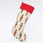 Christmas Decorative Beige Socks with Nutcracker L50xW28cm