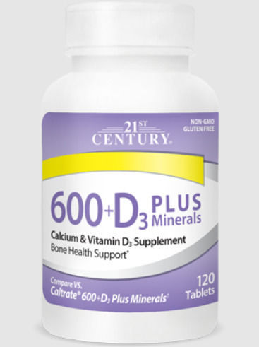 21st Century Калций 600mg + D3 Плюс Минерали Калций + Витамин D3 + Минерали 120 Таблетки