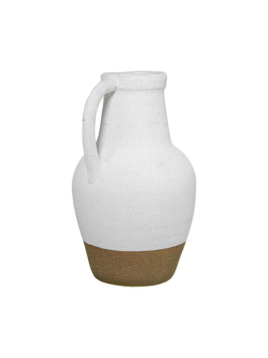 Vază Alexandra House Living Ceramică Albă 25 X 23 X 40 Cm Cu Mâner