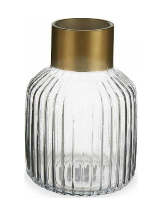 Decorative Gift Vase Striped Gold Transparent Glass 14.5 X 22 X 14.5 Cm 12567749 8430852817105