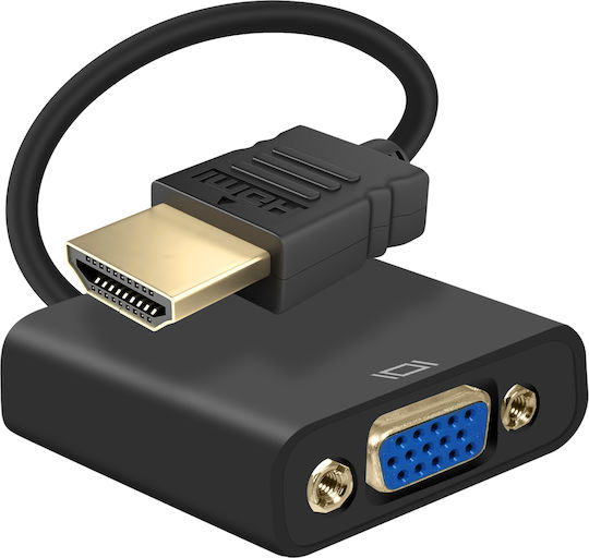 Авизар мъжки HDMI към женски VGA адаптер HD 1080p качество на изображението компактен 20см черен