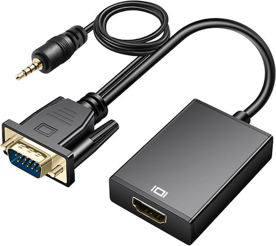 Vga Male To Hdmi Female Adapter High Definition 3.5mm Jack