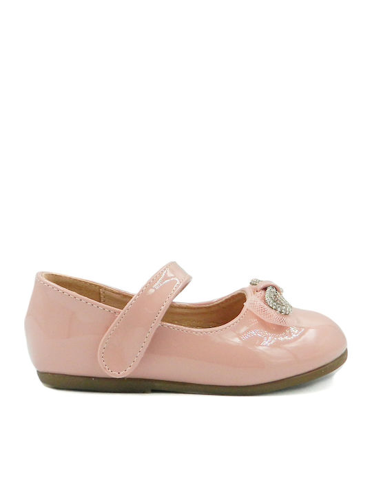 Kids Anatomic Patent Leather Ballerinas with Hoop & Loop Closure Pink