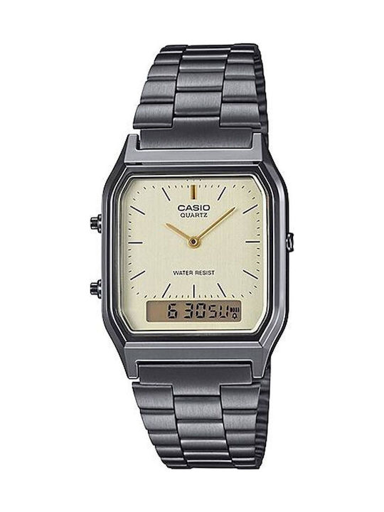 Casio Ceas Digital Bărbați Cu Baterie Cu Brățară Metalică Gri