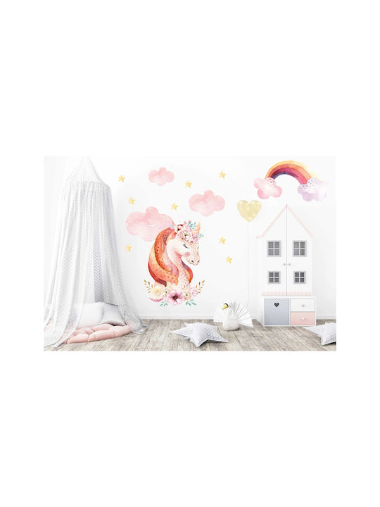 Kids Wall Stickers Watercolor Unicorn Clouds Rainbow 100x200