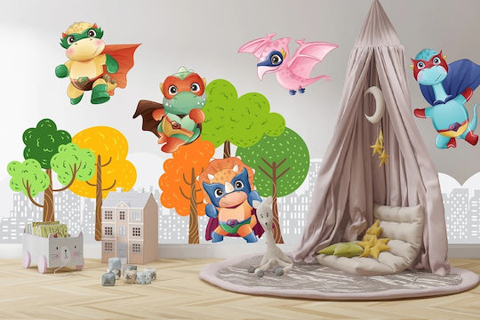Brave Kids Dinosaur Fairy Tale Stickers Children's Decoration 100x200
