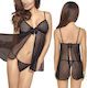 Σετ Sexy Babydoll με Δαντέλα & Διαφάνεια Μαύρο