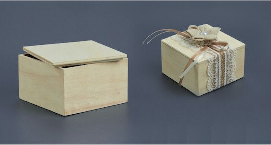 Natural Lemn Cutie pentru Cadou Maro 8x8cm.