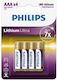 Satz von 4 Ultra Lithium Batterien Philips LR3 AAA