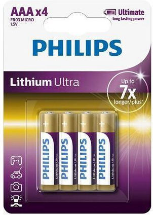 Satz von 4 Ultra Lithium Batterien Philips LR3 AAA