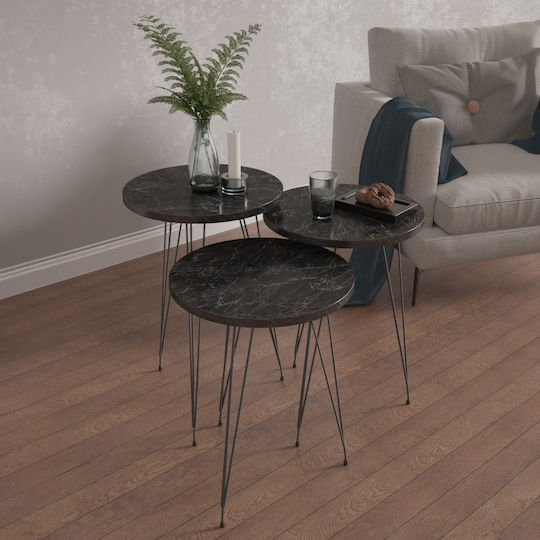 Rund Beistelltisch Nissa Holz Black Marble-black B33xT33xH56cm