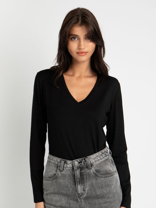 Toi&Moi Women's Blouse with V Neckline Black