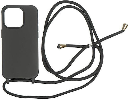 Mobile Origin Back Cover Σιλικόνης / Πλαστικό με Λουράκι Μαύρο (iPhone 15 Pro)