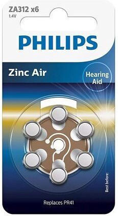 Set 6 Baterii pentru Aparate Auditive Philips Za312 Zinc Air