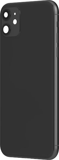 Clappio Рамка + Капак на батерията за Iphone 11 заден прозорец Черен Черен