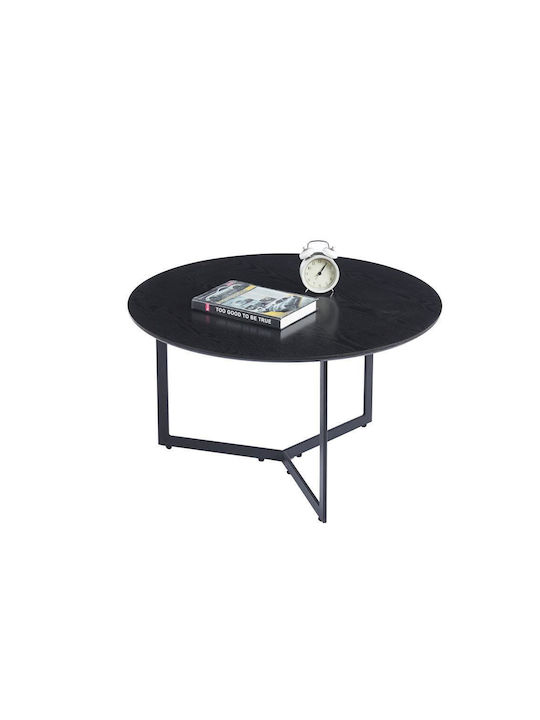 Round Coffee Table Kaiser Wooden Black L80xW80xH45cm