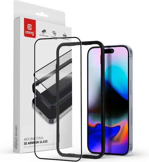 Crong 3D Full Glue Antibacterial Tempered Glass (iPhone 17 Pro Max / iPhone 16 Pro Max)