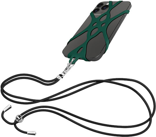 Universal Smartphone Cord Silicone Extendable Adjustable 90cm Dark Green