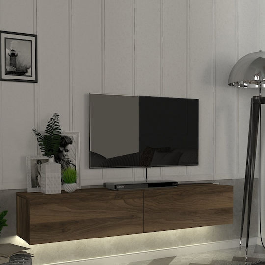 TV Stand Aristo Wall-mounted with LED Lighting Walnut 135x31.6x25 cm TV Stand Aristo Wall-mounted with LED Lighting Walnut 135x31.6x25 cm