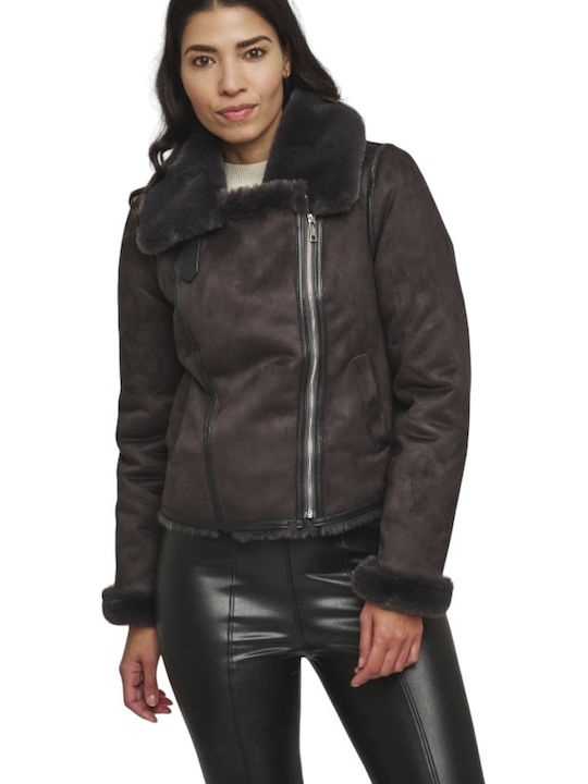Μουτόν Γυναικείο Biker Jacket Γκρι