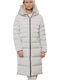Women's Long Puffer Jacket for Winter with Hood Beige