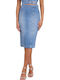 Guess Denim Pencil High Waist Midi Skirt in Blue color