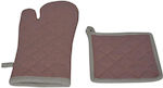 Set Oven Mitt-Pot Holder Duo Gray 100% Cotton