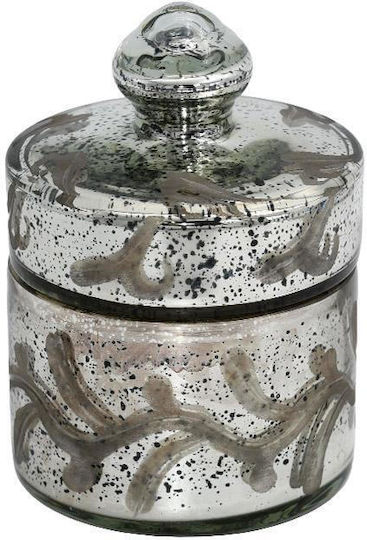 Fylliana Φοντανιέρα Γυάλινη Fl15512 με Καπάκι 9x14cm Ασημί