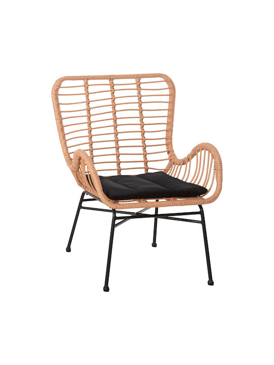 Fotoliu de exterior Rattan Allegra Beige-Black cu pernă 66x59x90cm