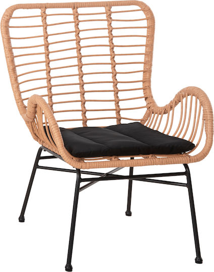 Outdoor Armchair Rattan Allegra Beige-black with Cushion 66x59x90cm