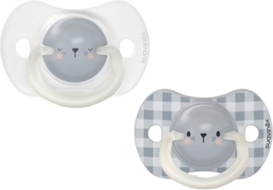 Suavinex Πιπίλες Σιλικόνης Sx Pro Bear Blue Νυκτός για 0-6 μηνών 2τμχ