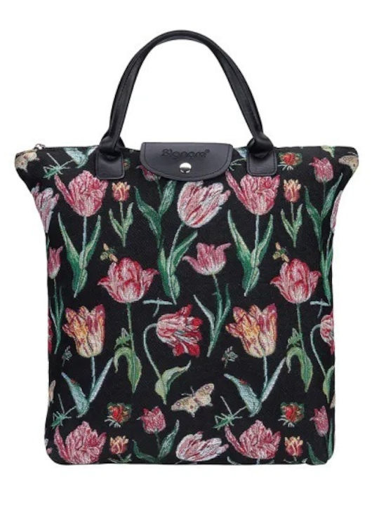 Signare Tulip Black Women's Bag Shopper Shoulde...