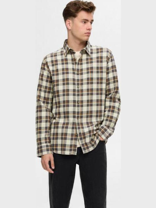 Selected Long-sleeved Flannel Shirt Checked Asp...