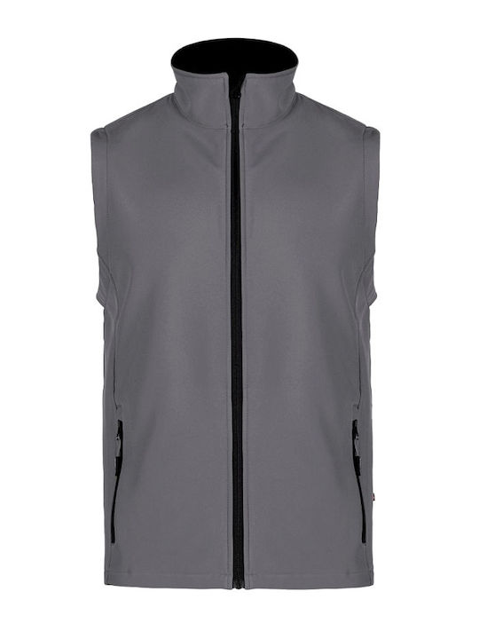 Stenso Ανδρικό Γιλέκο Εργασίας Softshell με Επένδυση Fleece Γκρι