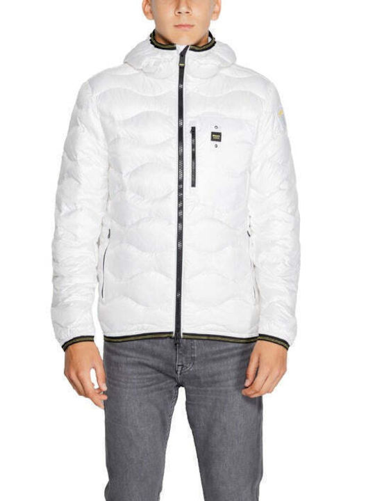 Blauer Herren Winter Jacke Lässig Weiß