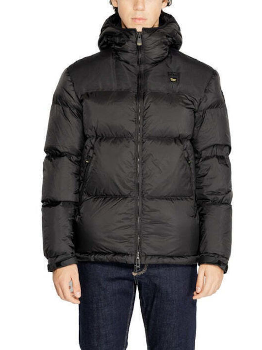 Blauer Herren Winter Jacke Puffer Schwarz