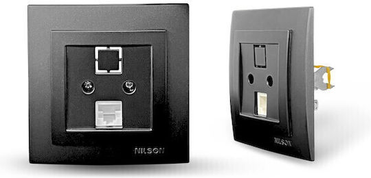 Geyer Priză De Rețea RJ45 Single Cu Cadru Tip Cat5 În Culoare Neagră 24381044